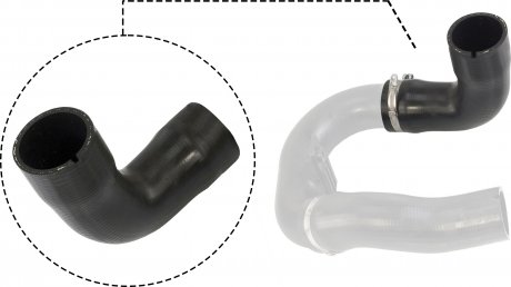 Патрубок интеркулера левая (Нижн/средний, черный) FIAT DOBLO, DOBLO CARGO 1.6D 01.10- Gates 09-0948