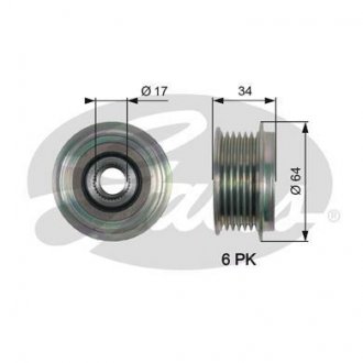 Шкив генератора VOLVO S80 II, V70 III; FORD GALAXY II, MONDEO IV, S-MAX 2.0/2.0ALK/2.0LPG 05.06-06.15 Gates OAP7167