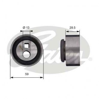 Фото автозапчастини натягуючий ролик ременя ГРМ CITROEN AX, SAXO, XSARA, ZX; NISSAN MICRA II; PEUGEOT 106 I, 106 II; ROVER 100 / METRO 1.4D/1.5D 09.88-07.04 Gates T41130 (фото 1)