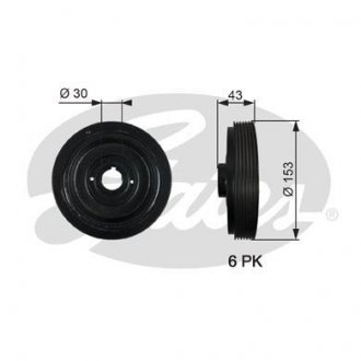 Фото автозапчасти шкив коленвала CITROEN BERLINGO, BERLINGO/MINIVAN, BX, EVASION, JUMPER, JUMPY, XANTIA, XSARA, ZX; FIAT DUCATO, SCUDO, ULYSSE; PEUGEOT 306, 405 I, 405 II, 406, 806, BOXER 1.8D/1.9D 10.85-12.06 Gates TVD1005 (фото 1)