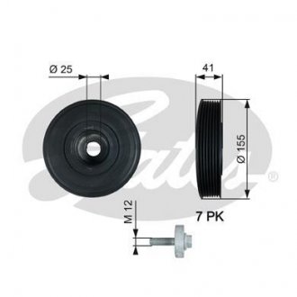 Фото автозапчастини шків колінчастого валу NISSAN PRIMERA; RENAULT GRAND SCENIC II, GRAND SCENIC III, LAGUNA II, MEGANE, MEGANE II, MEGANE III, SCENIC II, SCENIC III; SUZUKI GRAND VITARA II 1.9D 03.01- Gates TVD1017A (фото 1)