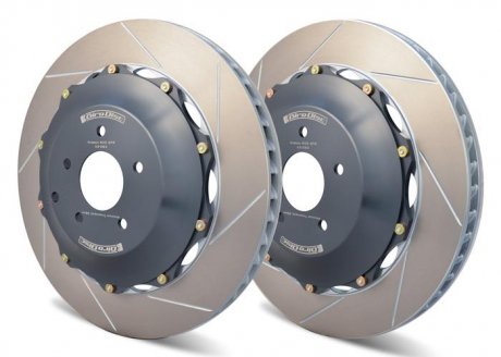 Високопродуктивний гальмівний диск (2шт), Вентильований, Наскрізні насічки-складається з двох частин, задній, ліве/праве, зовнішній діаметр 380 мм, товщина 30 мм, NISSAN GT-R 3.8 12.07- GIRODISC GD-A2-083