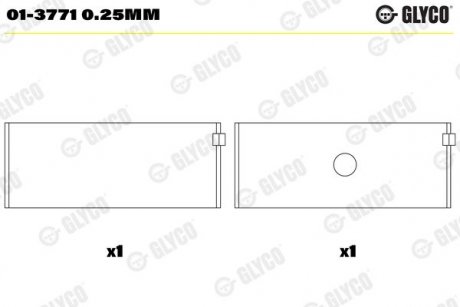 Фото автозапчастини вкладиші шатунні (4,5,6) MB OM601/OM602/OM603 Glyco 01-3771 0.25MM