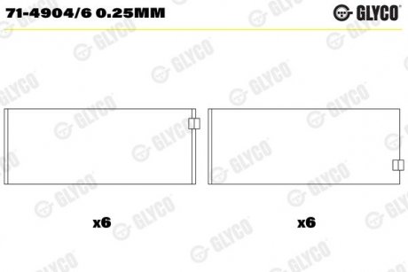 Фото автозапчасти підшипник ковзання Glyco 71-4904/6 0.25MM