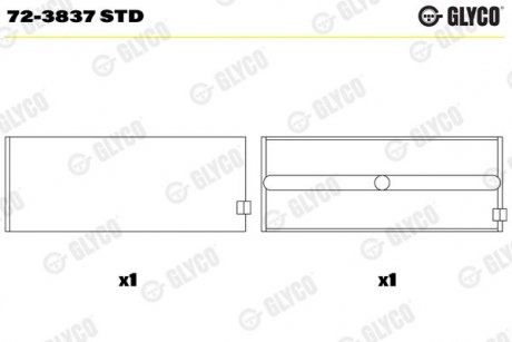 Фото автозапчасти вкладыши коренные STD Glyco 72-3837 STD