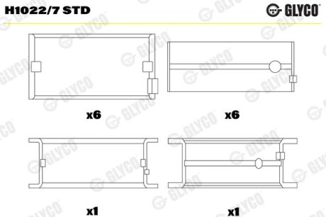 Фото автозапчасти вкладыши коренные STD HL/PASS-L (К-Т R6 ЦИЛ) IVECO F3AE0681/F3AE3681 CURSOR 10 Glyco H1022/7 STD