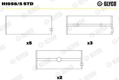 Фото автозапчасти вкладиші корінні (к-кт) Glyco H1056/5 STD