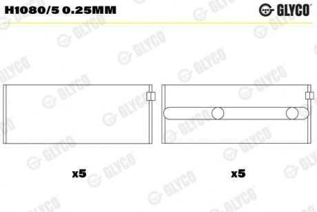 Фото автозапчастини підшипник колінчастого валу Glyco H1080/5 0.25MM