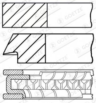 Фото автозапчасти кольца поршневые FORD 72.4 (1.2/1.5/2.5) 1.25 ZH12 ZETEC DHA/DHB/DHC/DHD/DHE/DHF(GOETZE) GOETZE ENGINE 08-102207-00