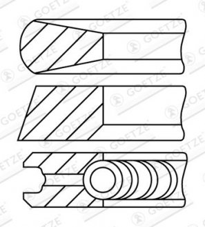 Фото автозапчасти кольца поршневые (STD) O123MM 3.5-2.5-3 RENAULT KERAX/PREMIUM 2, VOLVO B 11/FM/FMX/FMX II D11C330-DXI11 >2005 GOETZE ENGINE 08-438800-10