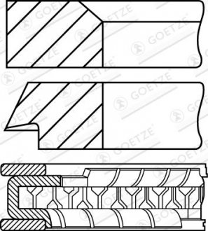 Фото автозапчасти кільця поршневі VW T5/T6 2.0 TSI 11-19 (82.50mm/STD) (1.2-1.2-2) GOETZE ENGINE 0844380010