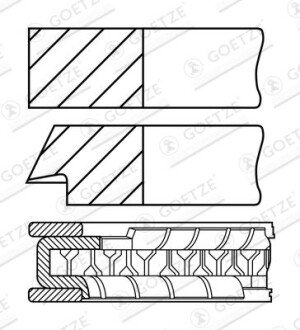 Фото автозапчастини pierscienie tlokowe kpl 1 tlok 1-szlif GOETZE ENGINE 0844480710