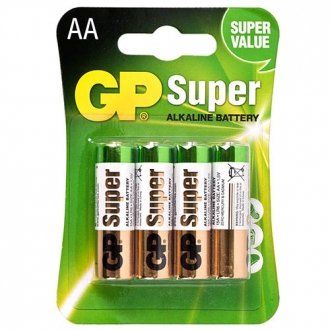 Батарейка SUPER ALKALINE 1.5V 15A-U4 щелочная, LR6, АА GP 4891199000034