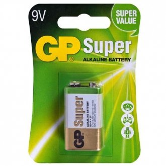 Батарейка SUPER ALKALINE 9V 1604AEB-5UE1 щелочная, 6LF22 GP 4891199002311