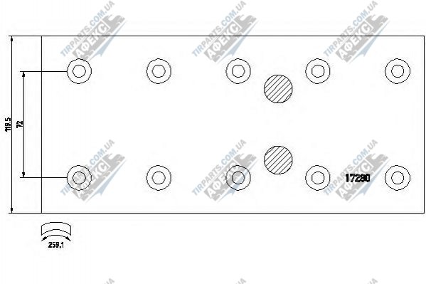 Накладки тормозные Mercedes 814 308x120x14.8 2-й ремонт