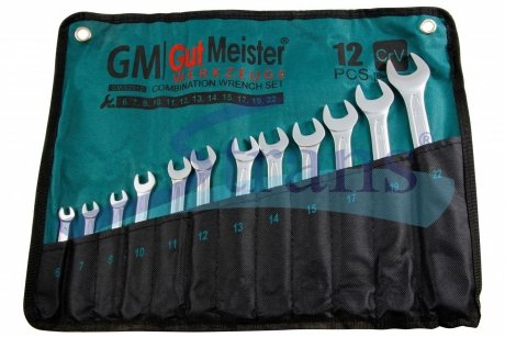 Набір ключів рожково-накидних в плахті 12 шт 6-22mm GUT MEISTER GM-02012 (фото 1)