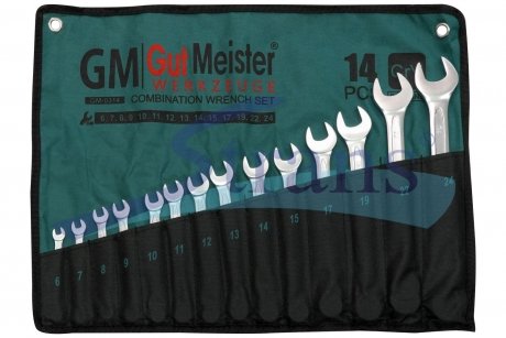 Набор ключей рожково-накидных в плахте 14 шт 6-24mm GUT MEISTER GM-0314 (фото 1)