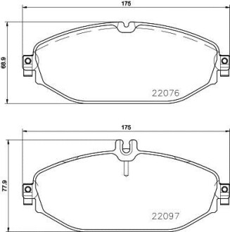 Фото автозапчасти гальмівні колодки перед. Mercedes-Benz W213 HELLA BEHR 8DB 355 021-921