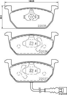 Фото автозапчастини колодки гальмівні передній Audi A3 Seat Leon, Leon Sc, Leon St Skoda Octavia Volkswagen Golf Alltrack, Golf Sportsvan, Golf Vii 1.0-2.0D 08.12- HELLA BEHR 8DB 355 021-951