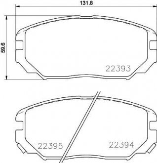 Колодки гальмівні (передні) Hyundai Sonata/Elantra 01-11/ix20 10-/Tucson/Kia Sportage/Carens 04- HELLA BEHR 8DB355024891