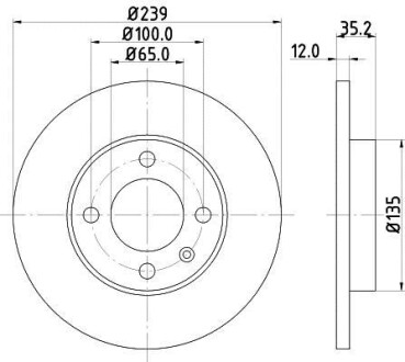 Фото автозапчасти диск тормозной передний Volkswagen Golf2/3/Vento Audi 80 Seat Toled HELLA BEHR 8DD 355 100-131