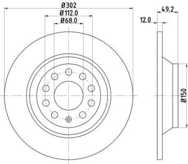 Фото автозапчасти volkswagen Диск тормозной задний AUDI A6 2.0i 2.4i 2.7TDI 2.8FSI 3.0i 05- (302*11.7) HELLA BEHR 8DD 355 111-181