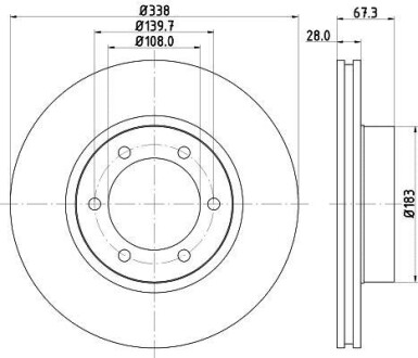 Фото автозапчасти диск гальмівний перед. Toyota Land Cruiser 3.0-4.0 03- HELLA BEHR 8DD 355 111-861