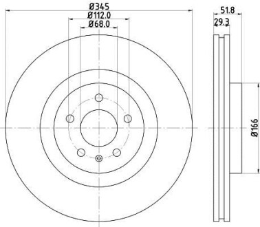 Фото автозапчасти гальмівні диски перед. Audi A4 (B8) 2.0 TDI 07-/A5 2.7 TDI 09- HELLA BEHR 8DD 355 113-951