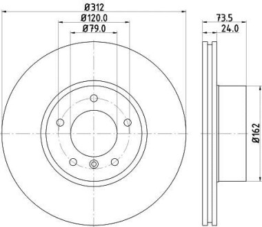 Фото автозапчастини гальмівний диск перед. BMW 3 (E90/E90N) 320d 05-/X1 (E84) 09- HELLA BEHR 8DD 355 115-381