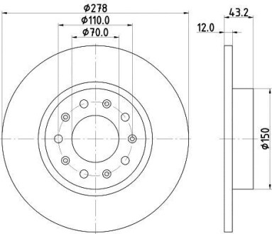 Фото автозапчастини гальмівний диск зад. Fiat 500X Jeep Renegade 1.0-2.4 06.05- HELLA BEHR 8DD355116671 (фото 1)