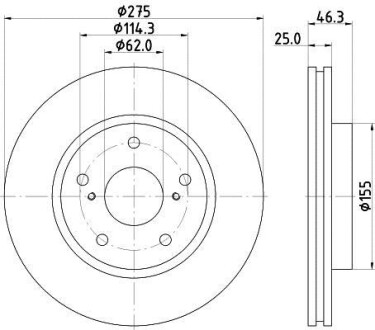 Фото автозапчасти диск гальмівний перед, Toyota Prius/ RAV 4 III 1.8/2.4 05- HELLA BEHR 8DD 355 117-361