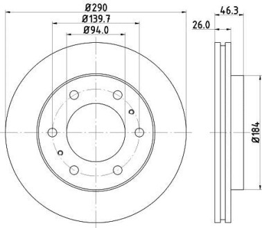 Фото автозапчасти диск гальмівний перед.Mitsubishi Pajero 06-> HELLA BEHR 8DD 355 118-631