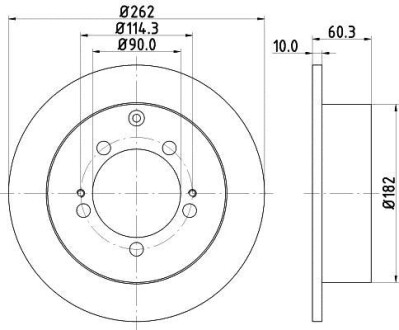 Фото автозапчасти mitsubishi тормозной диск задний airtrek,lancer vii,outlander 03- (262*10) HELLA BEHR 8DD 355 118-661