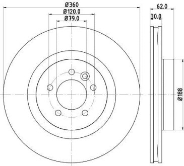 Фото автозапчасти диск гальмівний перед Land Rover Range Rover Sport 06-12 HELLA BEHR 8DD 355 118-871