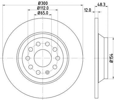 Фото автозапчасти тормозной диск задний Audi A3, Q3, TT Seat Alhambra Skoda Kodiaq, Superb III Volkswagen Golf VII, Passat, Sharan, Tiguan 1.0-2.0D 04.12- HELLA BEHR 8DD 355 119-481