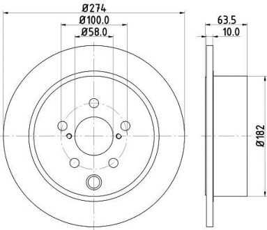 Фото автозапчасти гальмівний диск зад. SUBARU FORESTER 13- 274X10 HELLA BEHR 8DD 355 120-341 (фото 1)