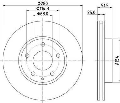 Фото автозапчастини диск гальмівний передній Mazda 3 (BM) 13- HELLA BEHR 8DD 355 120-441