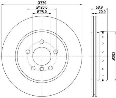 Фото автозапчастини гальмівні диски (High Carbon) задні BMW 5 F10 HELLA BEHR 8DD 355 120-671