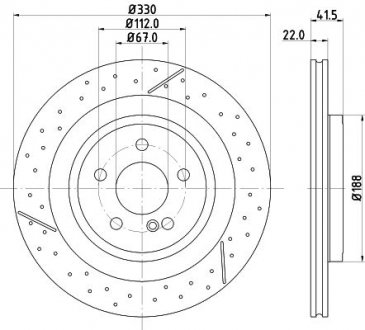 PRO HIGH CARBON DB Гальмівний диск W176, C117, X156, R172 HELLA BEHR 8DD 355 126-441 (фото 1)
