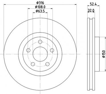 PRO FORD гальмівний диск S-MAX 2.0TDCI 15- HELLA BEHR 8DD 355 126-701 (фото 1)