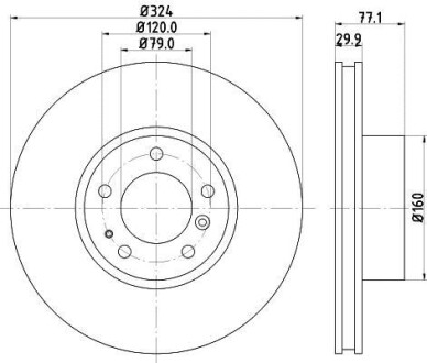 Фото автозапчастини диск гальмівний передній BMW 5-serie E39, 7-serie E38 (324*30) HELLA BEHR 8DD 355 127-101