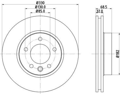 Фото автозапчастини hella pro high carbon vw диск гальм. передн прав. touareg 02- HELLA BEHR 8DD 355 128-051