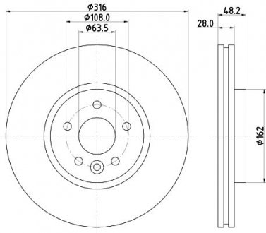 PRO HIGH CARBON JAGUAR Гальмівний диск передн. XE 2.0 15- HELLA BEHR 8DD 355 131-861 (фото 1)