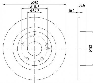 HELLA PRO HONDA Гальмівний диск задн. CIVIC X 1.5 VTEC (FK7) 17- HELLA BEHR 8DD 355 131-901