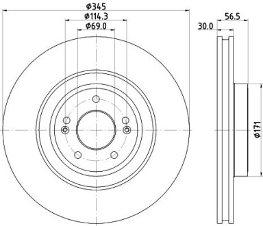 Фото автозапчастини hella pro high carbon kia гальмівний диск передн. stinger 2.0 17-, genesis HELLA BEHR 8DD 355 132-651