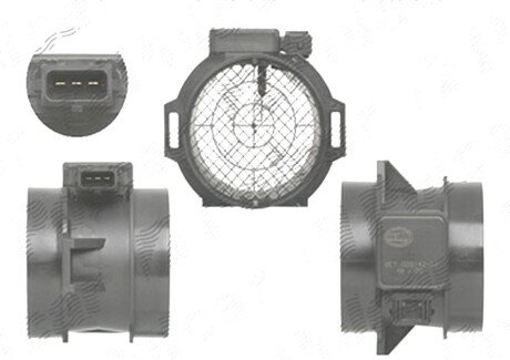 Фото автозапчасти расходомер воздуха (3 контакта, модуль) BMW 3 (E46), 5 (E39), 7 (E38), Z3 (E36); HYUNDAI SONATA IV, XG; KIA CARNIVAL I 2.0-2.8 08.95-12.07 HELLA BEHR 8ET 009 142-021