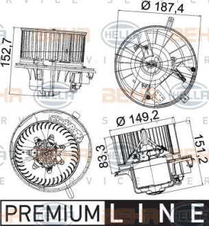 Фото автозапчастини мотор обігрівача салону Volkswagen Caddy III (AC) (Premium Line! OE) HELLA BEHR 8EW351043-221