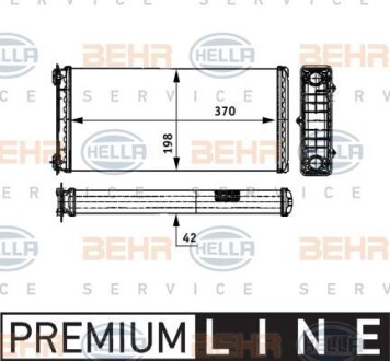 Фото автозапчастини радіатор пічки DAF 65CF/75CF/85CF/95XF/CF85/XF95 >1997 370x189x42мм HELLA BEHR 8FH351312181