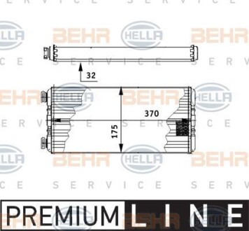 Фото автозапчастини радіатор пічки Mercedes ACTROS (MP2/M)P3 OM541.920-OM542.969 >2002 370x175x32mm HELLA BEHR 8FH351312571