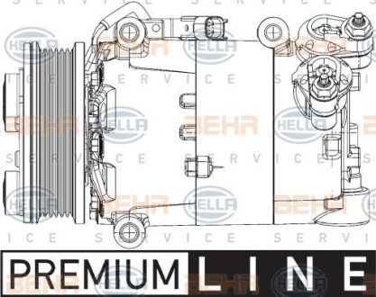 Фото автозапчастини компресор кондиціонера FORD C-MAX II, FOCUS III, GALAXY, GRAND C-MAX, MONDEO IV, S-MAX; LAND ROVER RANGE ROVER EVOQUE 2.0D/2.2D 05.06- HELLA BEHR 8FK 351 334-431